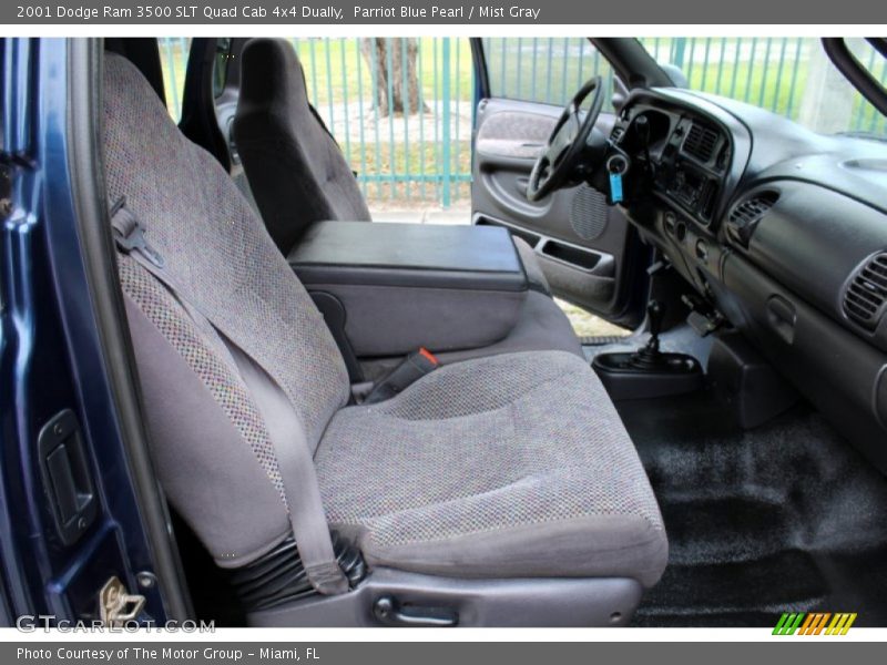 Parriot Blue Pearl / Mist Gray 2001 Dodge Ram 3500 SLT Quad Cab 4x4 Dually