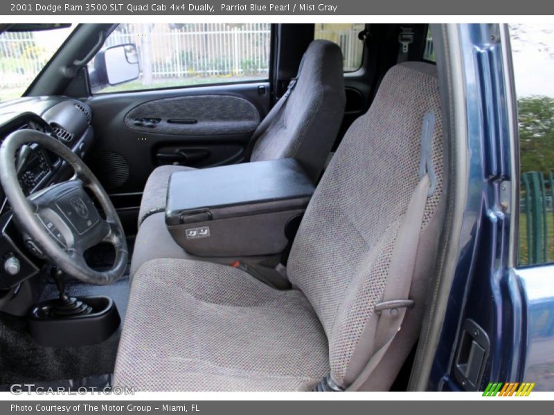 Parriot Blue Pearl / Mist Gray 2001 Dodge Ram 3500 SLT Quad Cab 4x4 Dually
