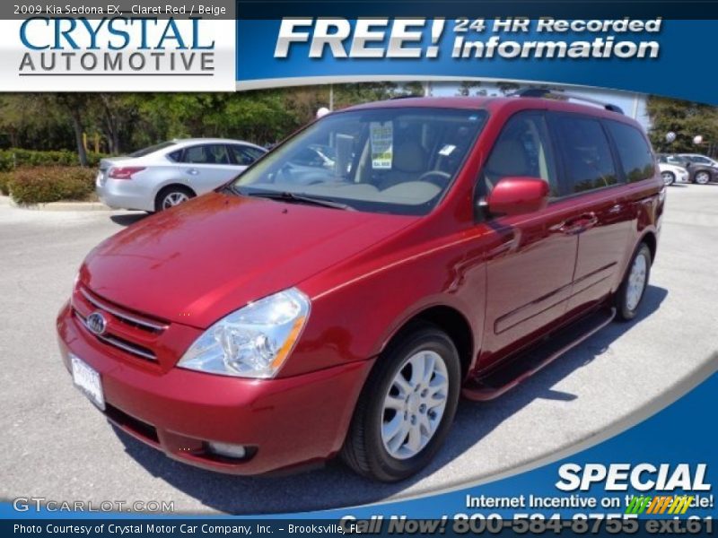 Claret Red / Beige 2009 Kia Sedona EX