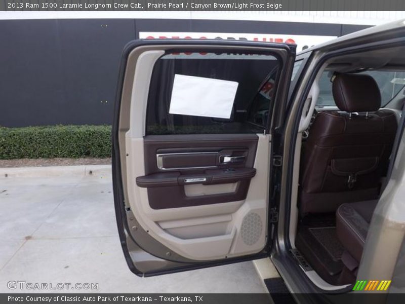 Prairie Pearl / Canyon Brown/Light Frost Beige 2013 Ram 1500 Laramie Longhorn Crew Cab
