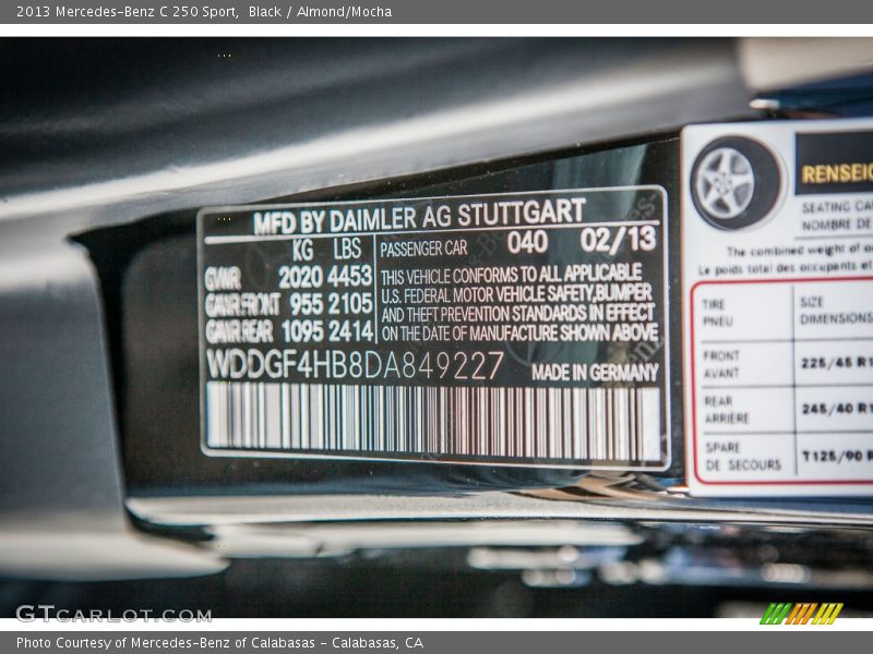 Black / Almond/Mocha 2013 Mercedes-Benz C 250 Sport