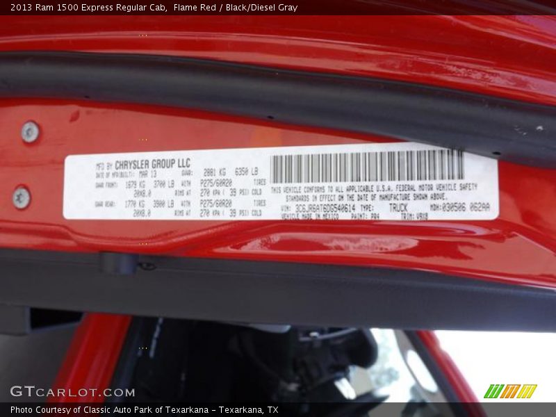Flame Red / Black/Diesel Gray 2013 Ram 1500 Express Regular Cab
