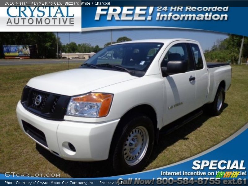 Blizzard White / Charcoal 2010 Nissan Titan XE King Cab