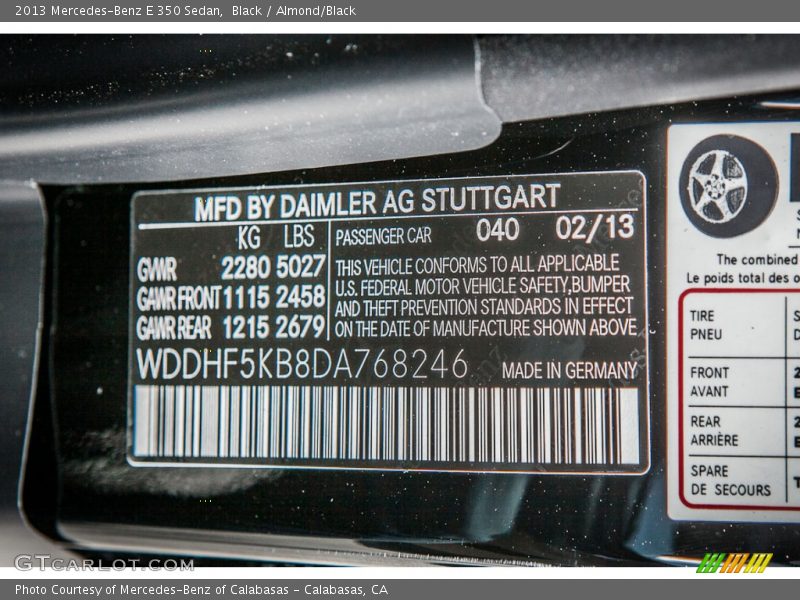 Black / Almond/Black 2013 Mercedes-Benz E 350 Sedan