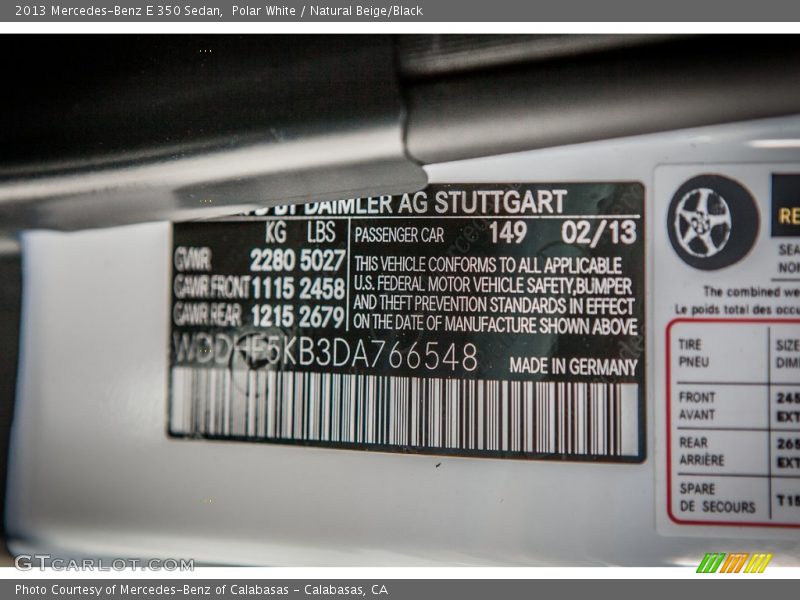 Polar White / Natural Beige/Black 2013 Mercedes-Benz E 350 Sedan