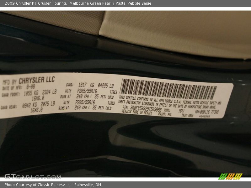 2009 PT Cruiser Touring Melbourne Green Pearl Color Code PPL