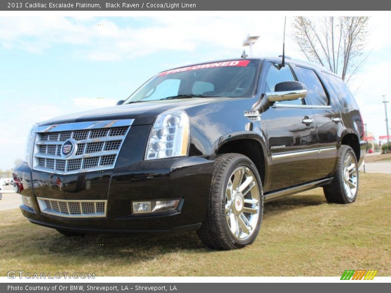 Black Raven / Cocoa/Light Linen 2013 Cadillac Escalade Platinum
