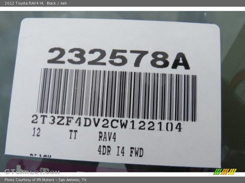 Black / Ash 2012 Toyota RAV4 I4