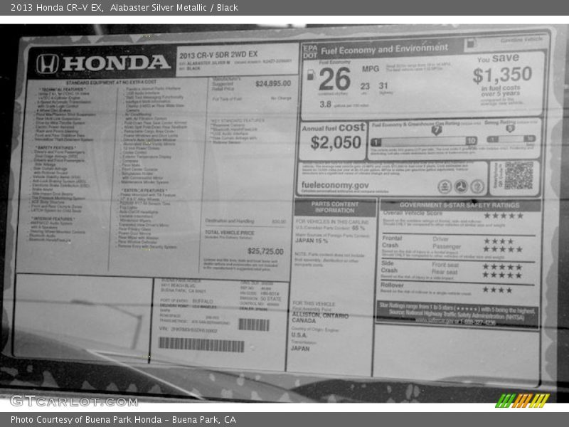 Alabaster Silver Metallic / Black 2013 Honda CR-V EX