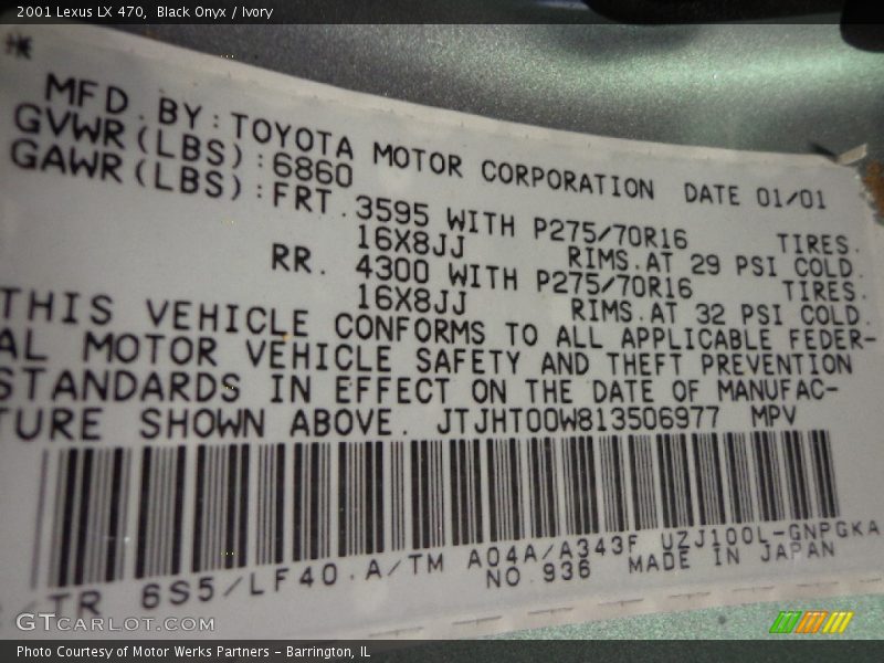 Black Onyx / Ivory 2001 Lexus LX 470