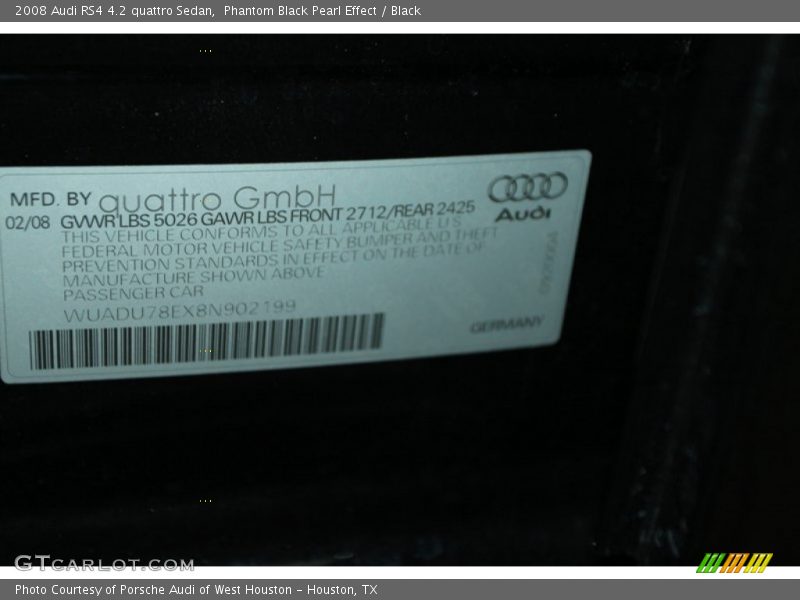 Phantom Black Pearl Effect / Black 2008 Audi RS4 4.2 quattro Sedan