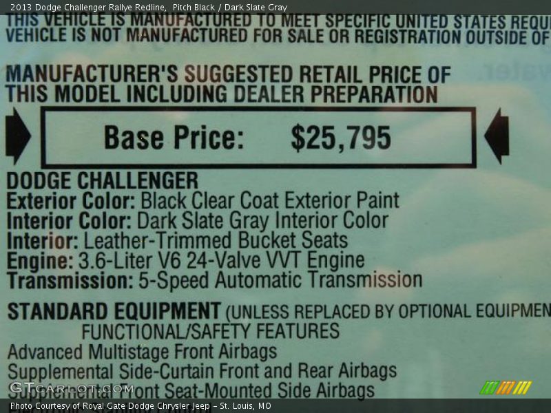 Pitch Black / Dark Slate Gray 2013 Dodge Challenger Rallye Redline