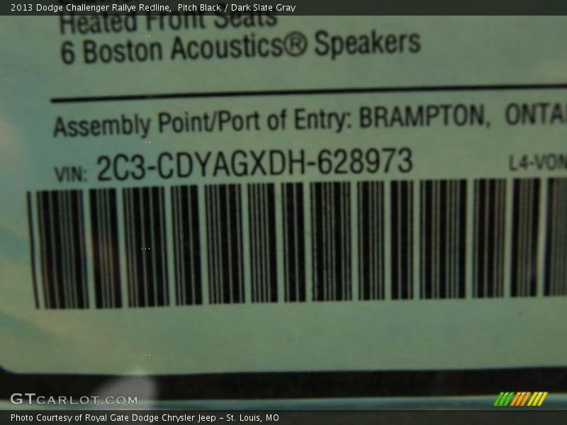Pitch Black / Dark Slate Gray 2013 Dodge Challenger Rallye Redline