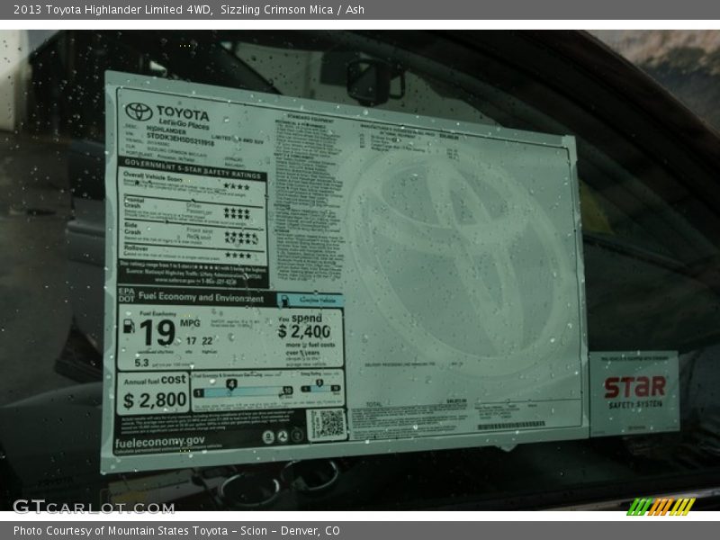 Sizzling Crimson Mica / Ash 2013 Toyota Highlander Limited 4WD