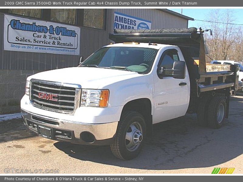 Summit White / Dark Titanium 2009 GMC Sierra 3500HD Work Truck Regular Cab 4x4 Chassis Dump Truck