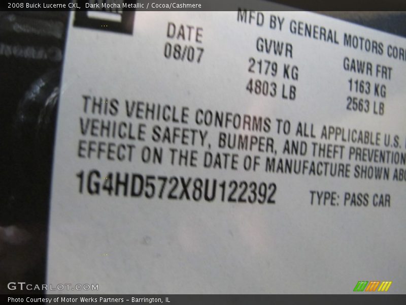 Dark Mocha Metallic / Cocoa/Cashmere 2008 Buick Lucerne CXL