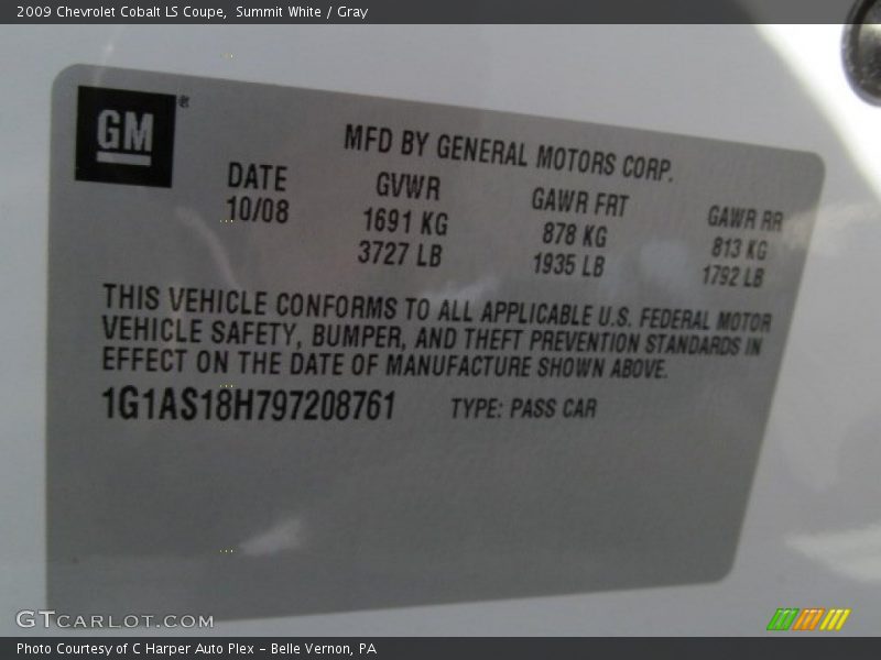 Summit White / Gray 2009 Chevrolet Cobalt LS Coupe