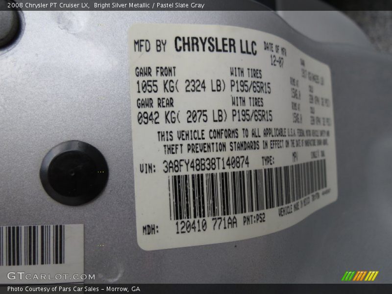 Bright Silver Metallic / Pastel Slate Gray 2008 Chrysler PT Cruiser LX