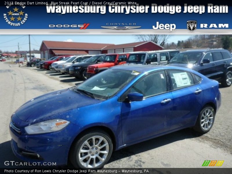 Blue Streak Pearl Coat / Diesel Gray/Ceramic White 2013 Dodge Dart Limited