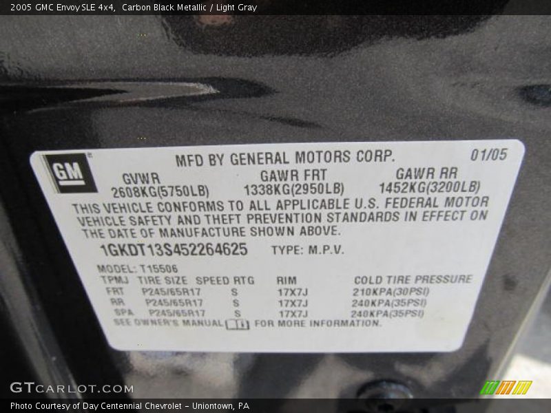 Carbon Black Metallic / Light Gray 2005 GMC Envoy SLE 4x4