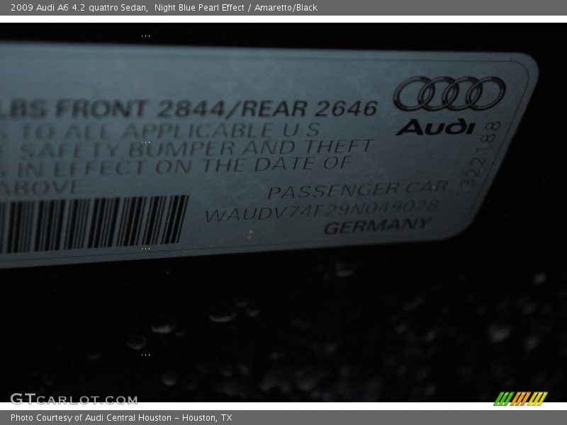 Night Blue Pearl Effect / Amaretto/Black 2009 Audi A6 4.2 quattro Sedan