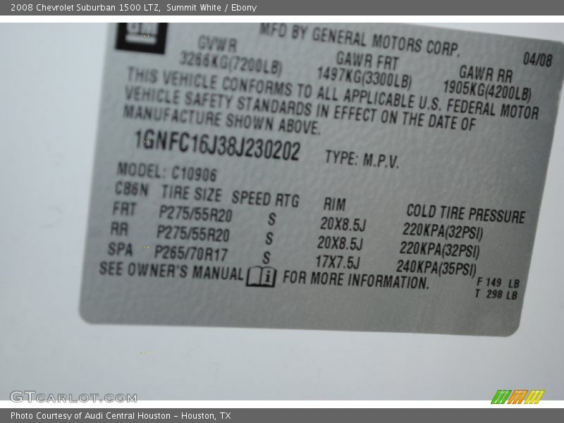 Summit White / Ebony 2008 Chevrolet Suburban 1500 LTZ