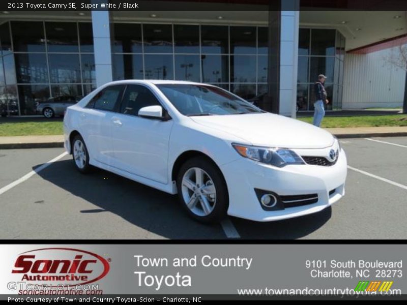 Super White / Black 2013 Toyota Camry SE