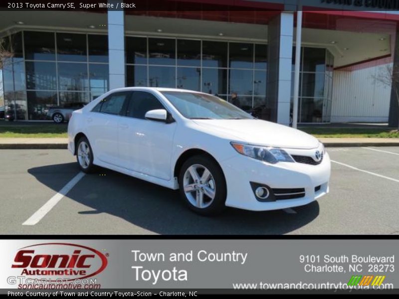 Super White / Black 2013 Toyota Camry SE