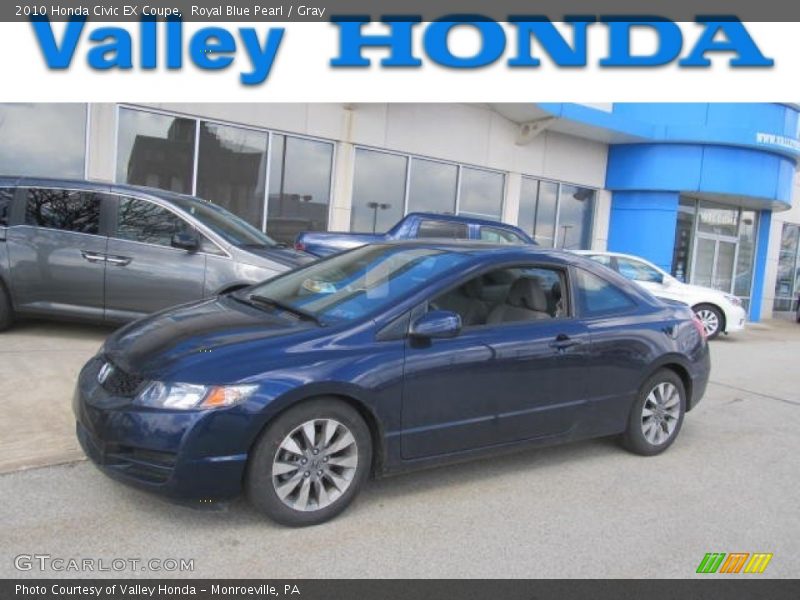 Royal Blue Pearl / Gray 2010 Honda Civic EX Coupe