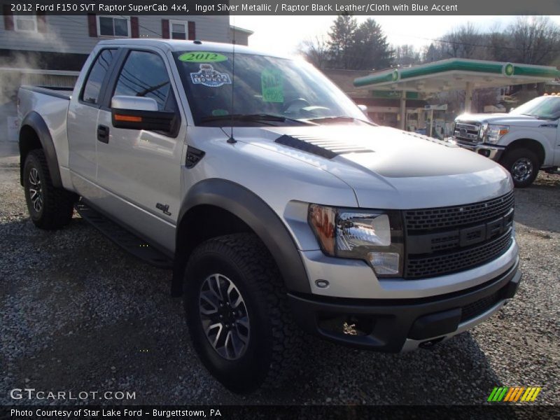 Ingot Silver Metallic / Raptor Black Leather/Cloth with Blue Accent 2012 Ford F150 SVT Raptor SuperCab 4x4