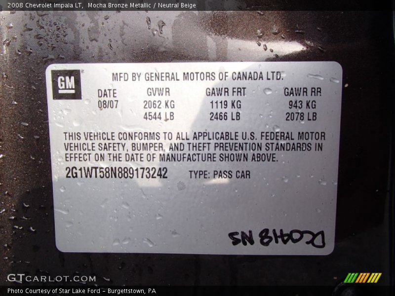 Mocha Bronze Metallic / Neutral Beige 2008 Chevrolet Impala LT