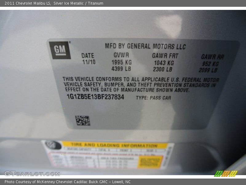 Silver Ice Metallic / Titanium 2011 Chevrolet Malibu LS