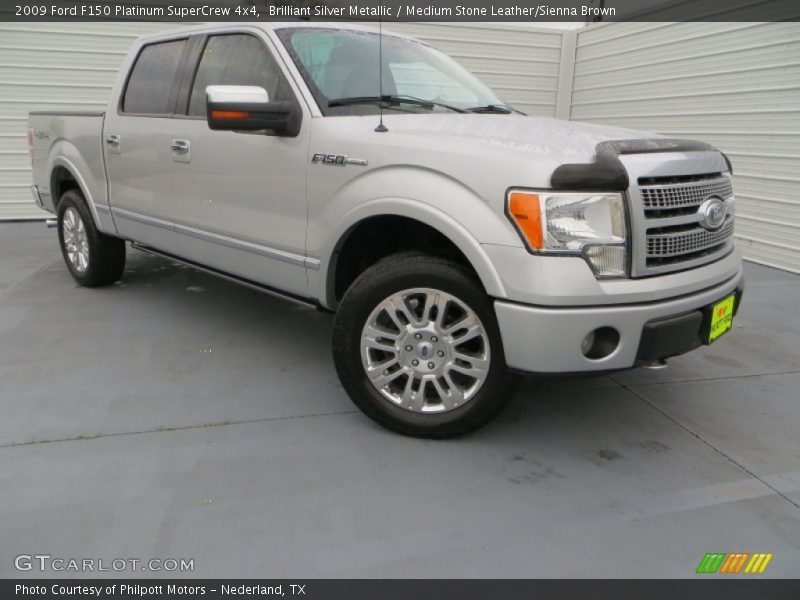 Brilliant Silver Metallic / Medium Stone Leather/Sienna Brown 2009 Ford F150 Platinum SuperCrew 4x4