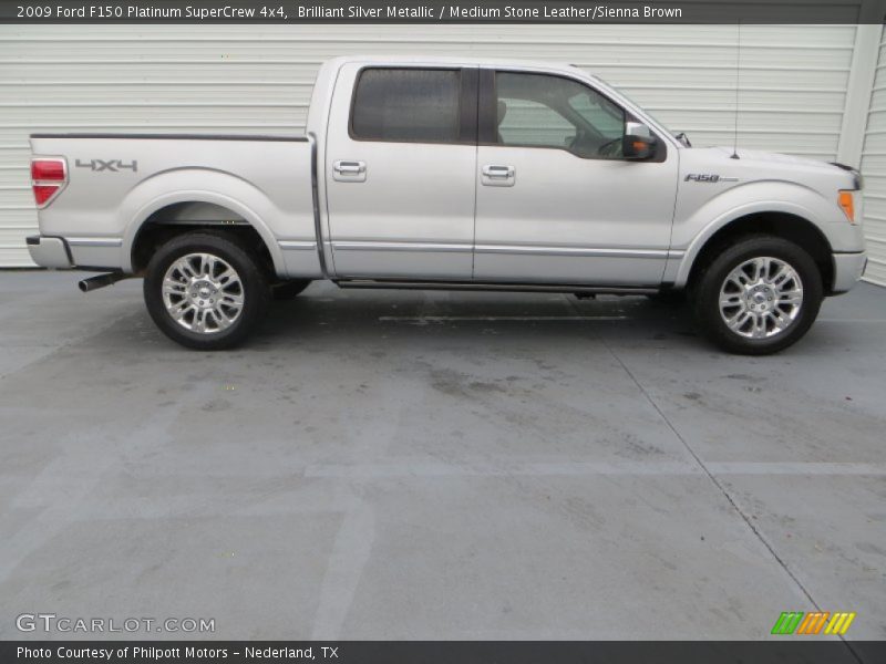 Brilliant Silver Metallic / Medium Stone Leather/Sienna Brown 2009 Ford F150 Platinum SuperCrew 4x4