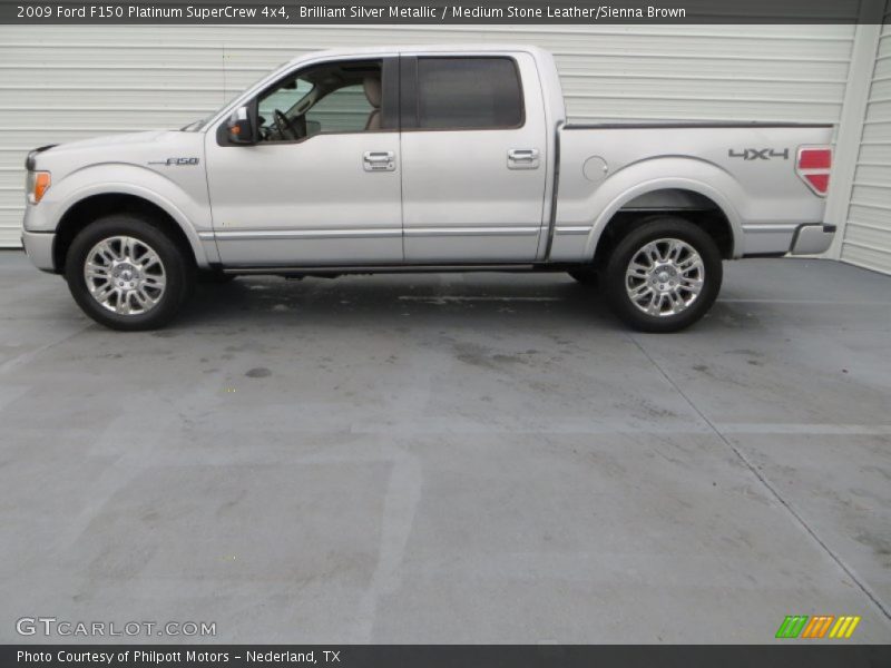 Brilliant Silver Metallic / Medium Stone Leather/Sienna Brown 2009 Ford F150 Platinum SuperCrew 4x4