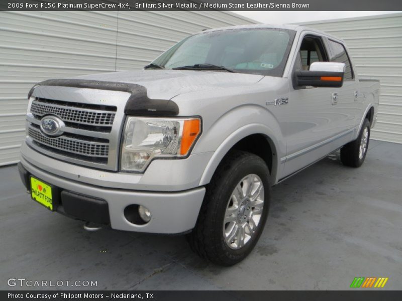 Brilliant Silver Metallic / Medium Stone Leather/Sienna Brown 2009 Ford F150 Platinum SuperCrew 4x4