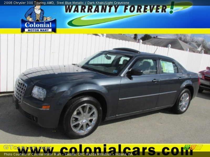 Steel Blue Metallic / Dark Khaki/Light Graystone 2008 Chrysler 300 Touring AWD