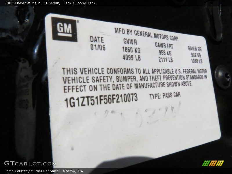 Black / Ebony Black 2006 Chevrolet Malibu LT Sedan