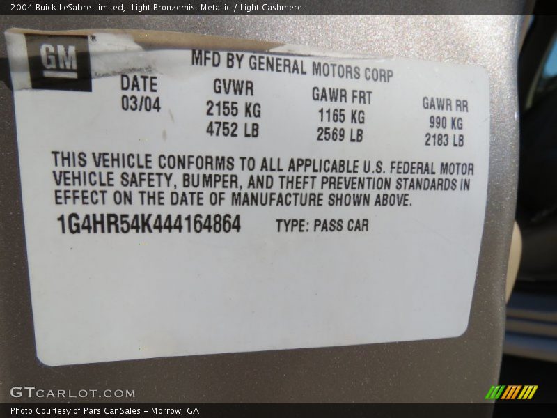 Light Bronzemist Metallic / Light Cashmere 2004 Buick LeSabre Limited