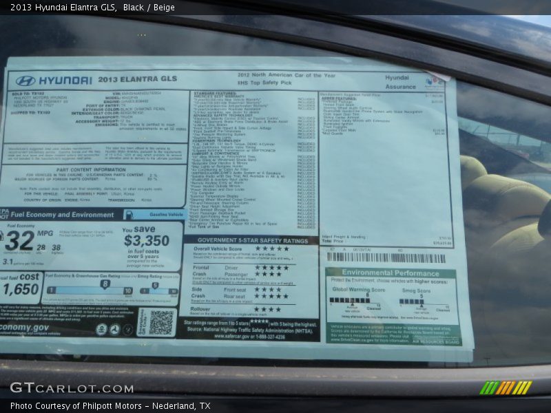Black / Beige 2013 Hyundai Elantra GLS