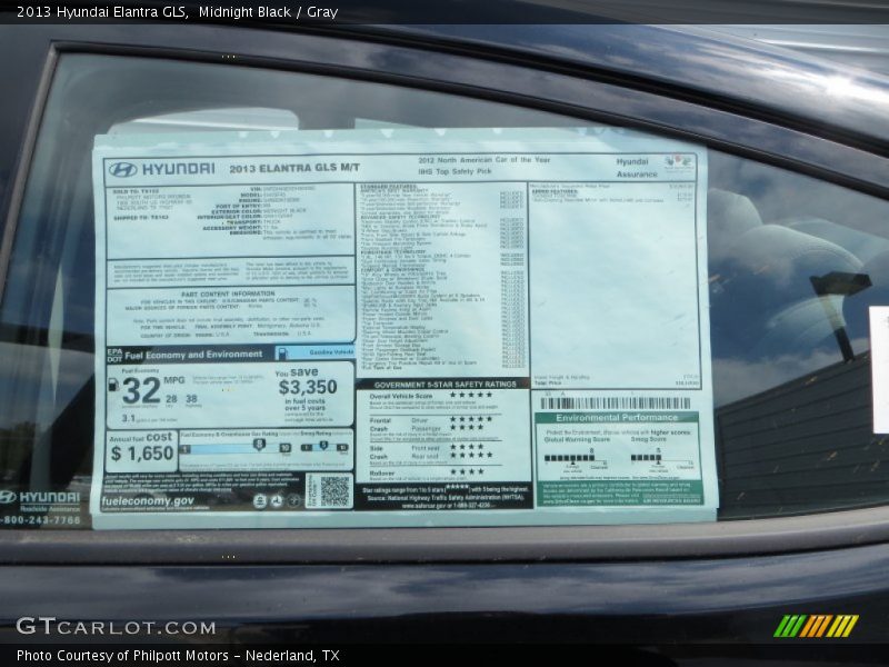 Midnight Black / Gray 2013 Hyundai Elantra GLS