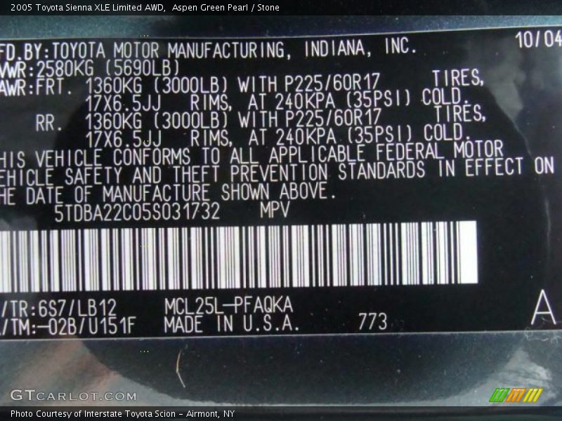 Aspen Green Pearl / Stone 2005 Toyota Sienna XLE Limited AWD