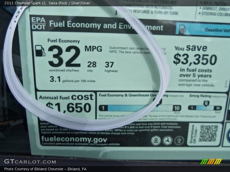 Salsa (Red) / Silver/Silver 2013 Chevrolet Spark LS