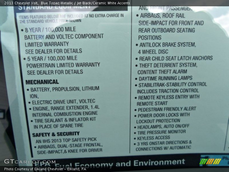 Blue Topaz Metallic / Jet Black/Ceramic White Accents 2013 Chevrolet Volt