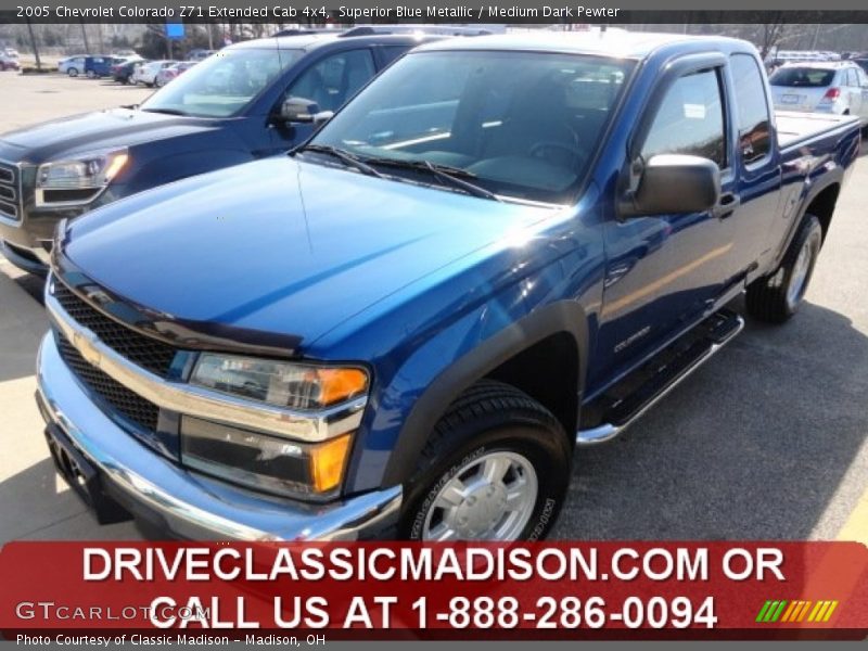 Superior Blue Metallic / Medium Dark Pewter 2005 Chevrolet Colorado Z71 Extended Cab 4x4