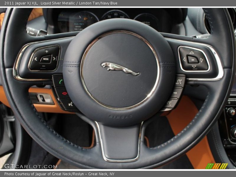 Liquid Silver Metallic / London Tan/Navy Blue 2011 Jaguar XJ XJL