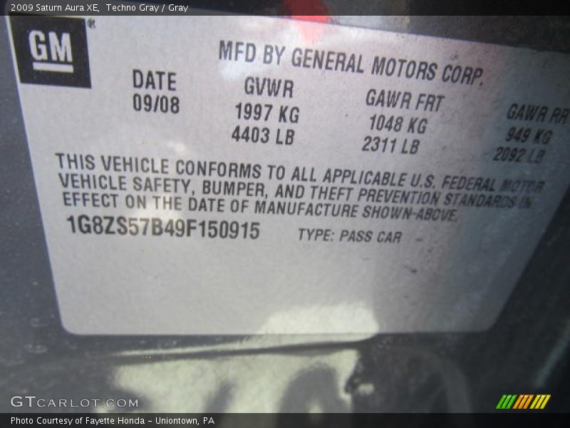 Techno Gray / Gray 2009 Saturn Aura XE