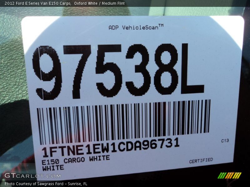 Oxford White / Medium Flint 2012 Ford E Series Van E150 Cargo