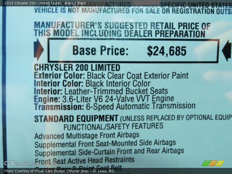 Black / Black 2013 Chrysler 200 Limited Sedan