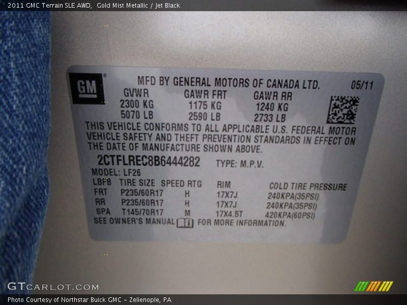 Gold Mist Metallic / Jet Black 2011 GMC Terrain SLE AWD